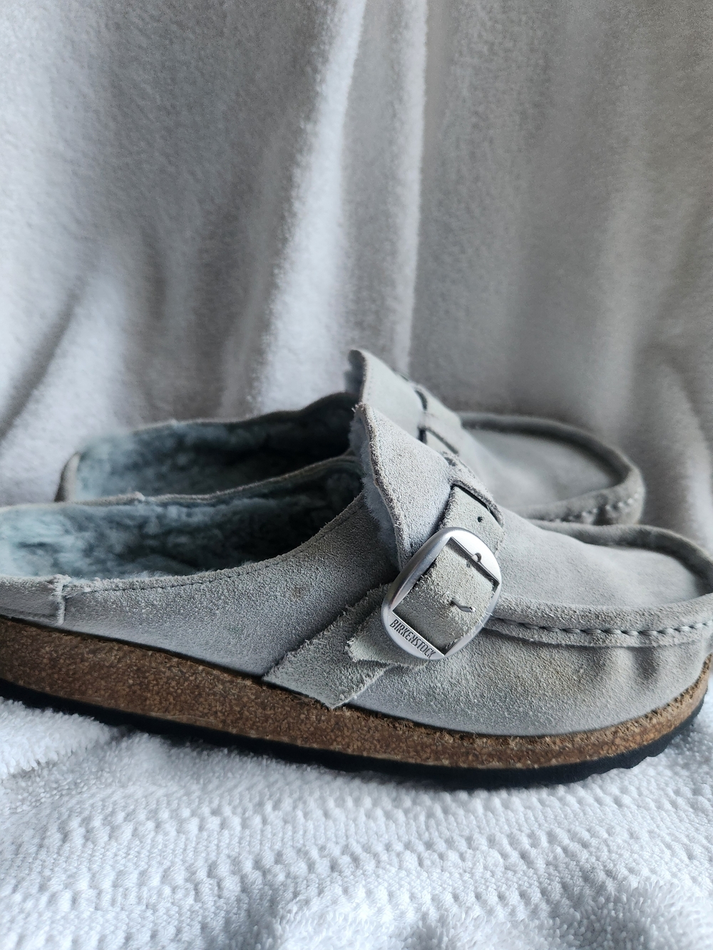 Birkenstock Buckley Light Gray Suede  Clogs with Buckle 37N - Picture 4 of 6
